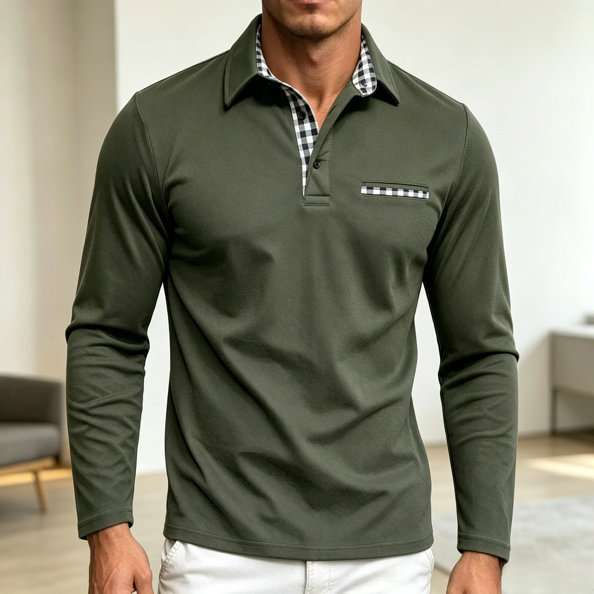Mivanity Men's Slim Fit Long Sleeve Polo Shirts