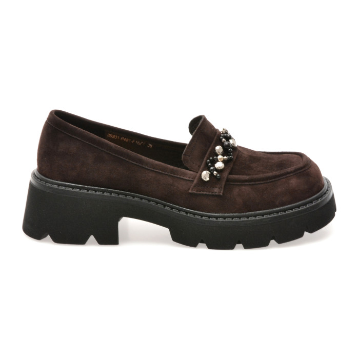 Mocasini EPICA maro, P481, din piele intoarsa