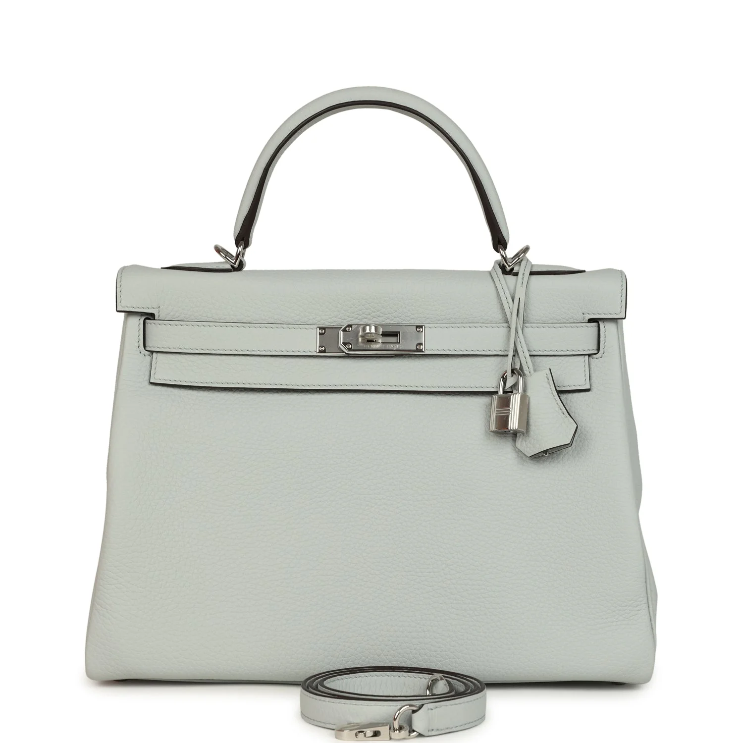 Hermes Kelly Retourne 32 Bleu Pale Clemence Palladium Hardware