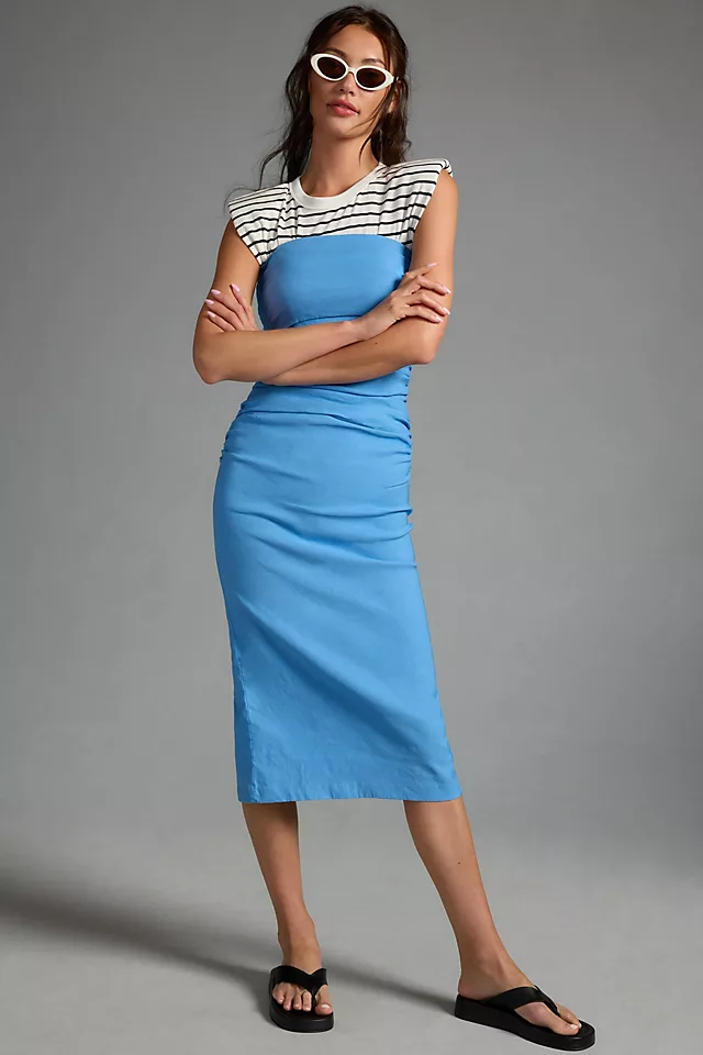 Slim Strapless Ruched Dress BLUE ICE