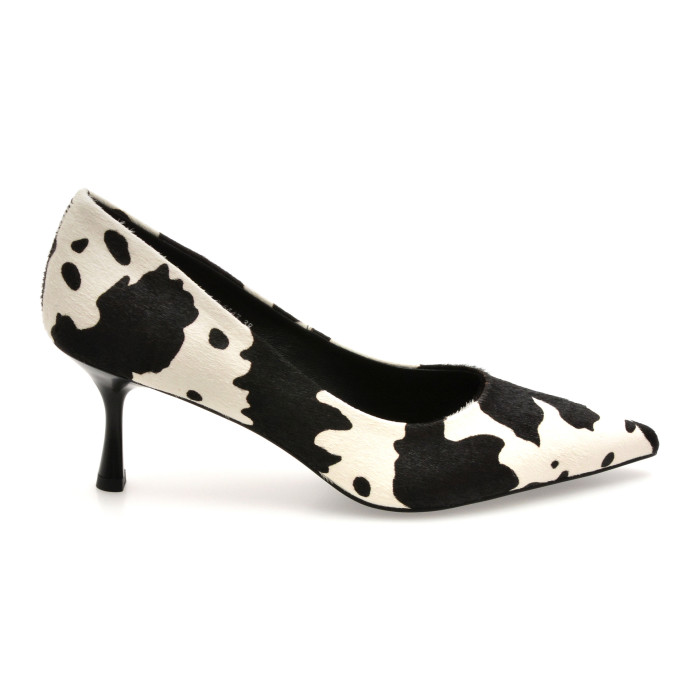 Pantofi eleganti EPICA PREMIUM alb-negru, H1424, din piele naturala