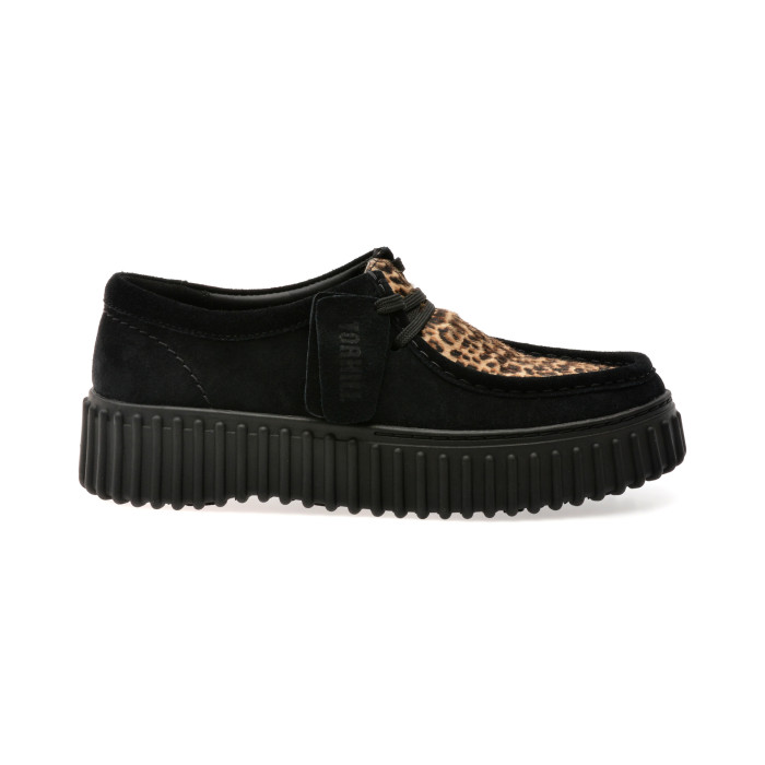 Mocasini CLARKS negri, TORHILL BEE, din piele intoarsa
