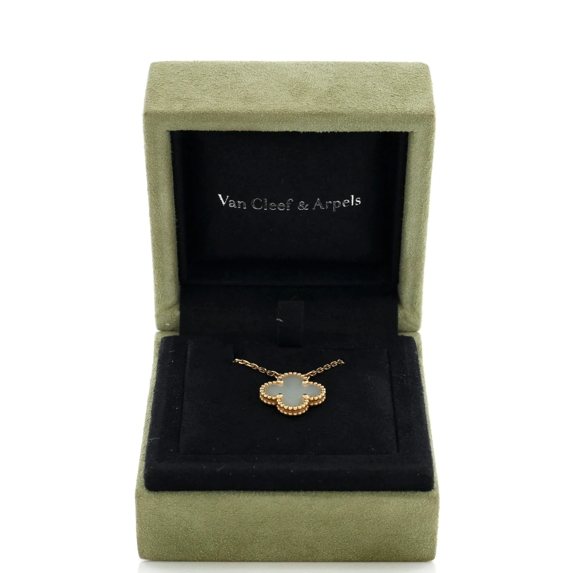 Vintage Alhambra Pendant Necklace 18K Yellow Gold and Mother of Pearl