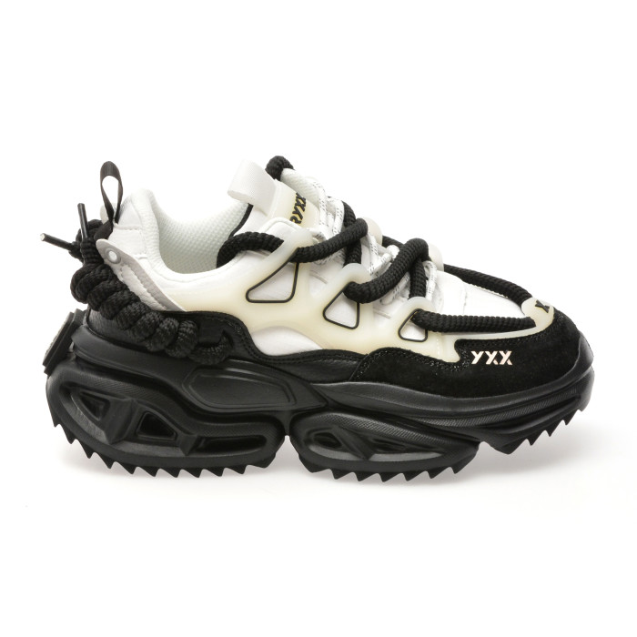 Pantofi sport GRYXX alb-negru, 82695, din piele ecologica
