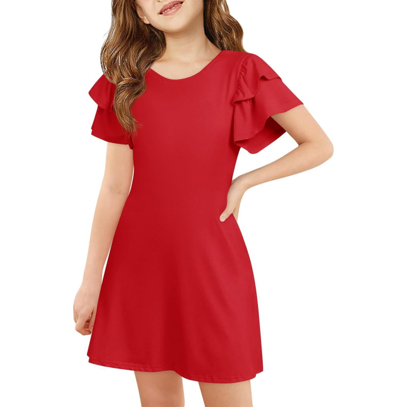 Girls Ruffle Sleeve Dresses
