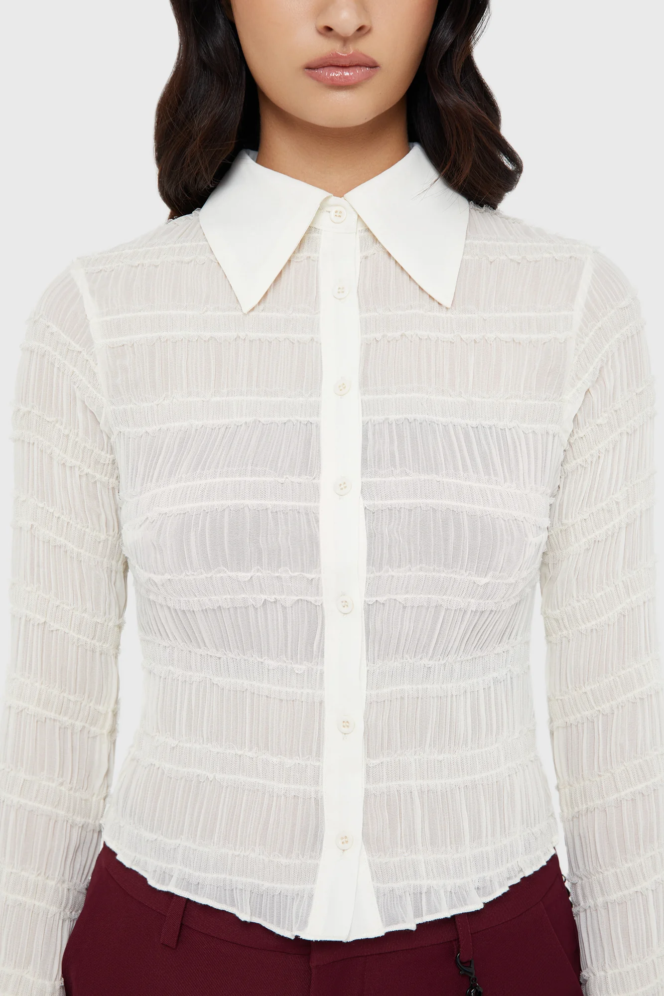 Ivory Off‑Shoulder Gothic Style Long‑Sleeve Casual Top
