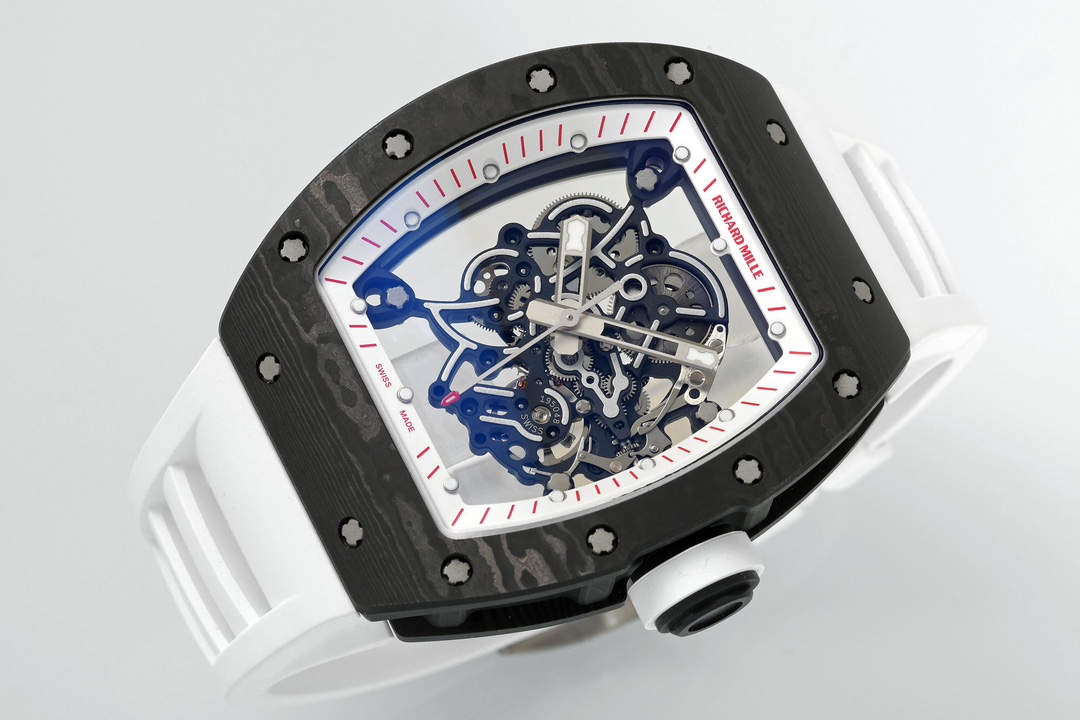 Richard Miller RM 055 RMUL2 NTPT Carbon Fiber White Rubber Strap