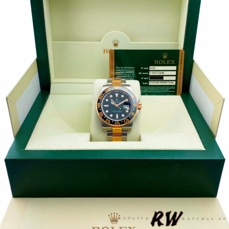 Rolex GMT-Master II 116713LN stainless steel case Black Dial 40mm Mens Replica Watch