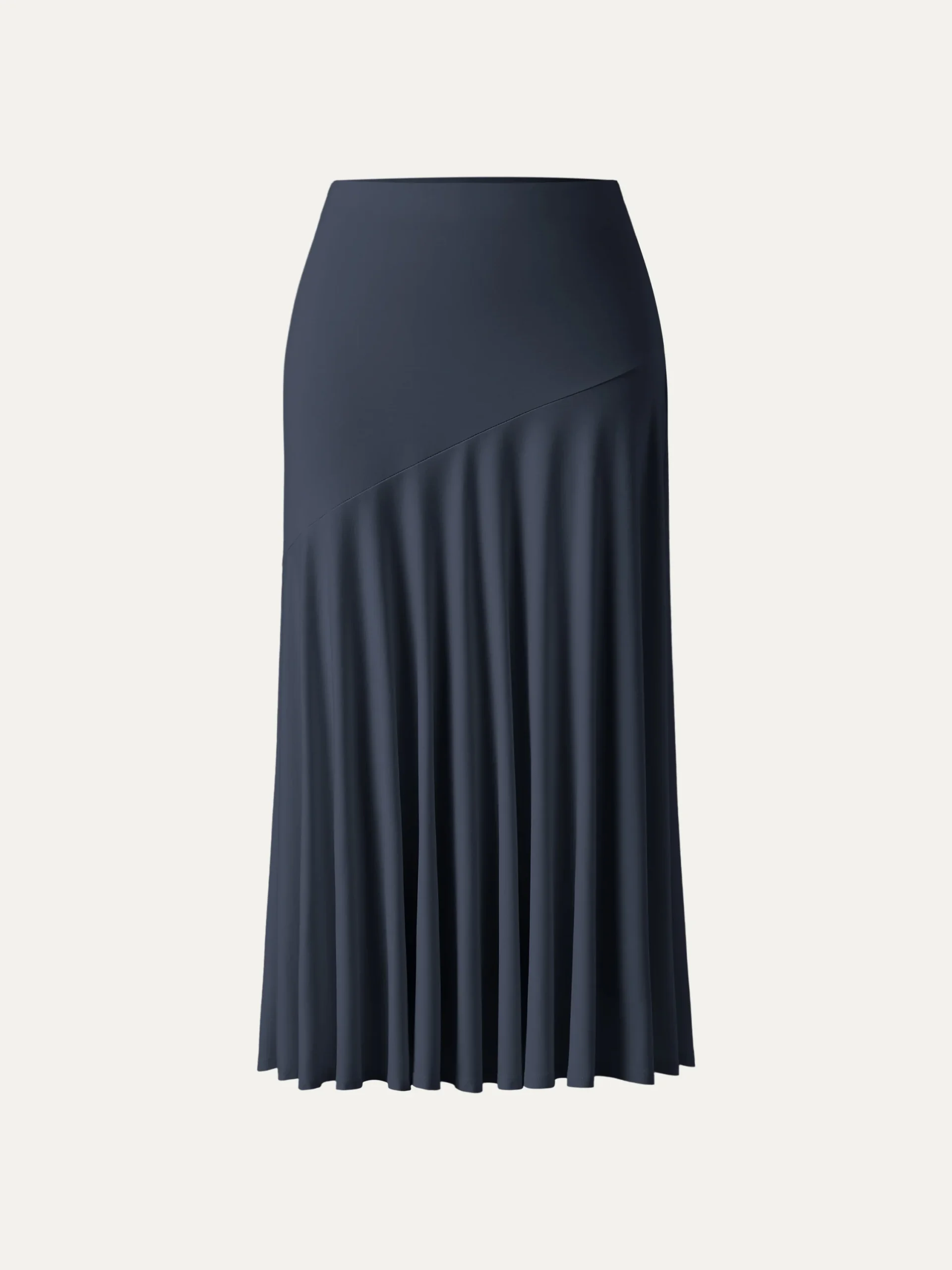 Icy Ponte Midi Rise Doudle-Layered Midi Skirt