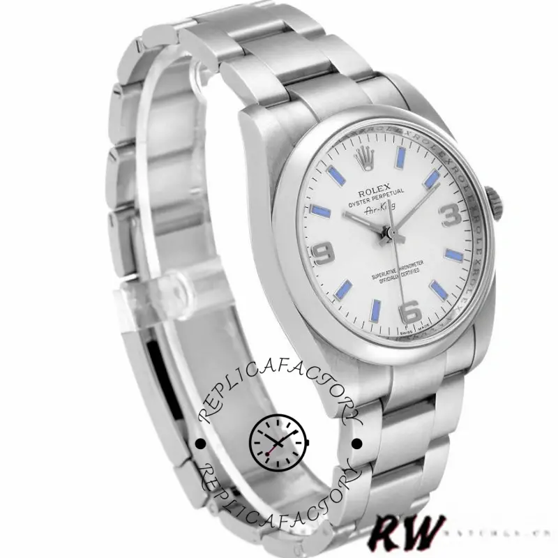 Rolex Oyster Perpetual Air-King 114200 Silver Dial 34mm Unisex Replica watch