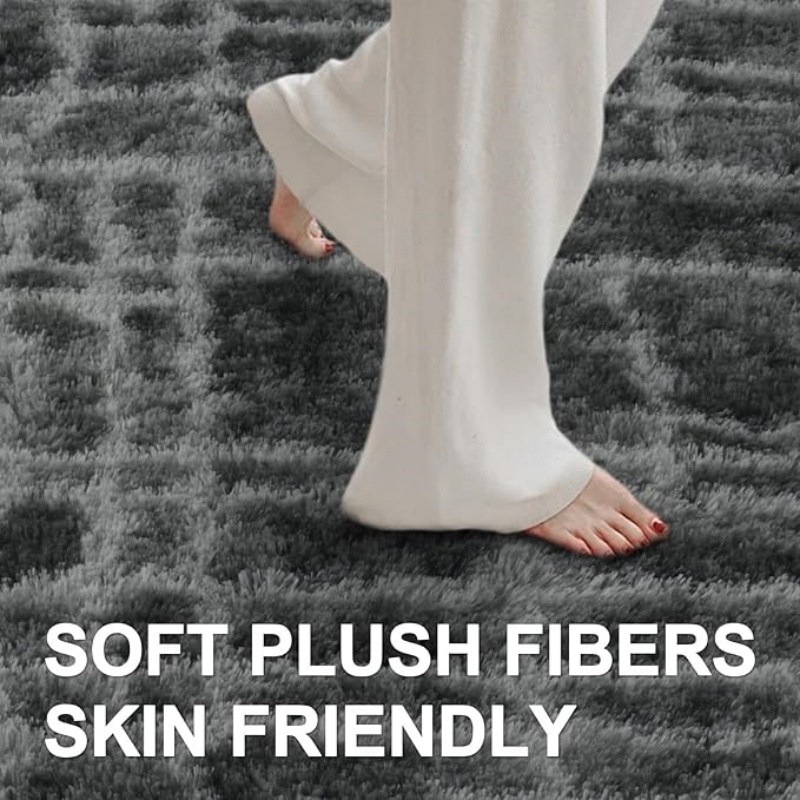 6x9 Ft Large Shag Black Rug for Living Room