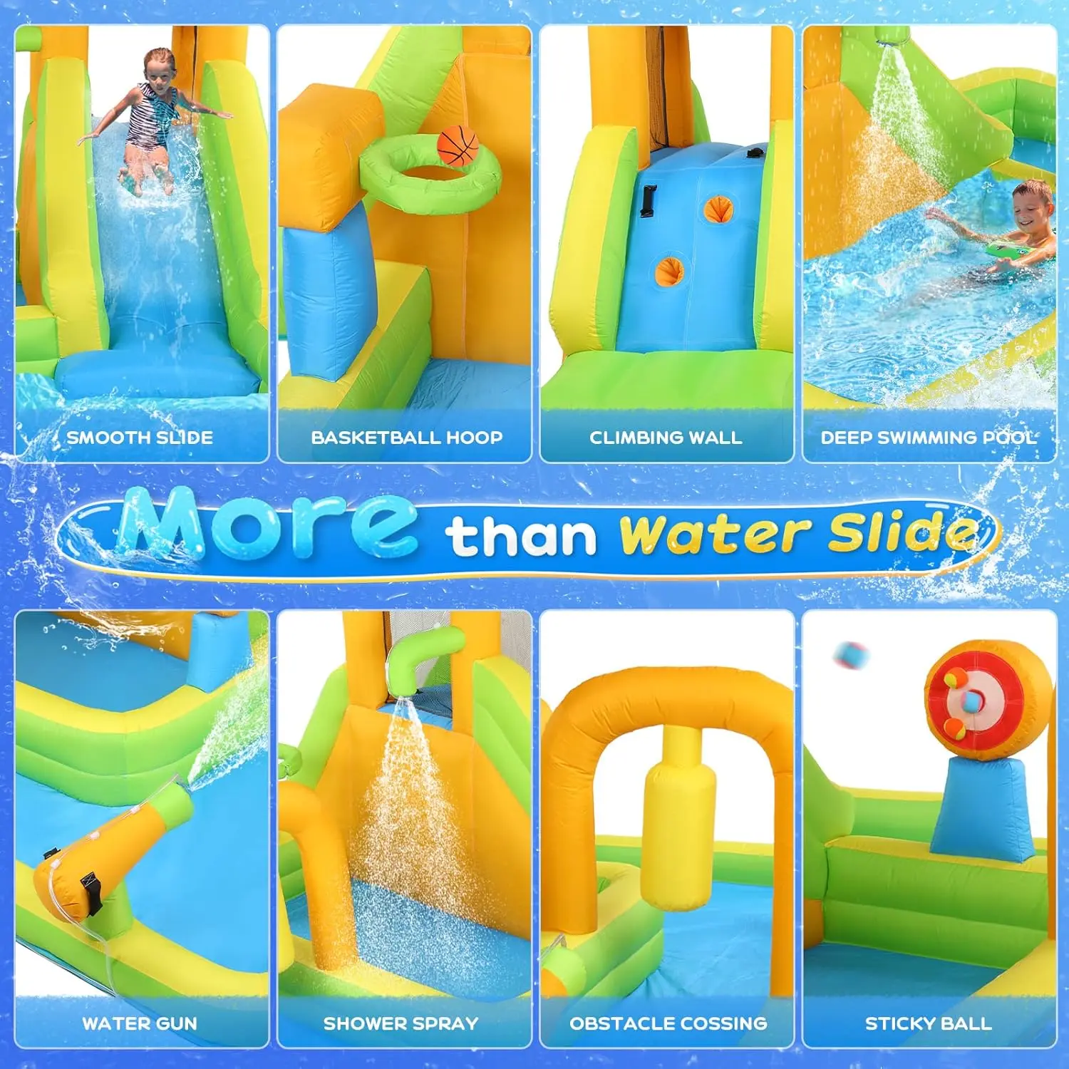 🔥Summer Deal🔥Inflatable Water Slide Park with Deep Pool & Air Blower