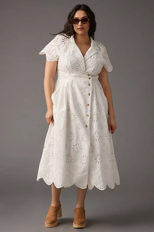 Eyelet Shirt Dress WHITE