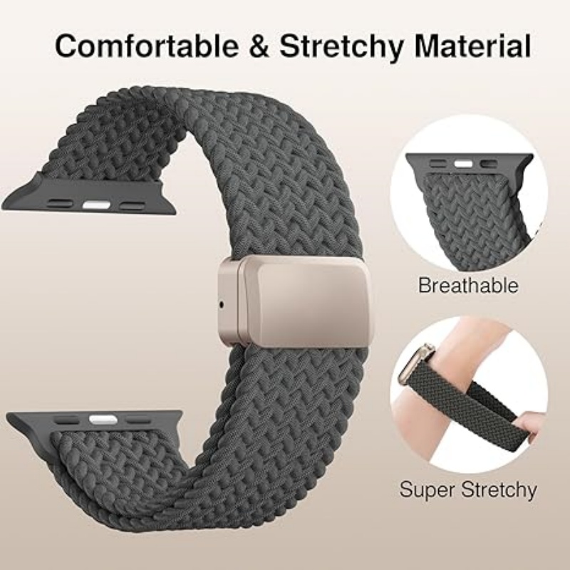 STRAPTIQUE Braided Stretchy Band Compatible with Apple Watch Bands