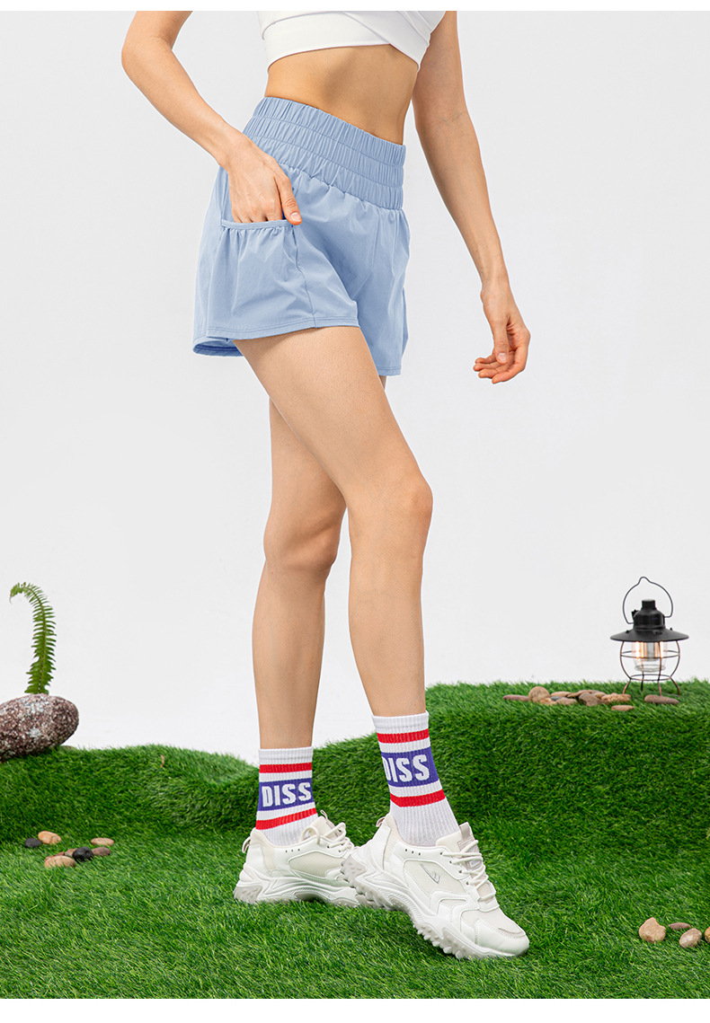 Women's two-piece loose-fitting athletic shorts, quick-drying, high-waisted, anti-exposure, fitness running yoga pants