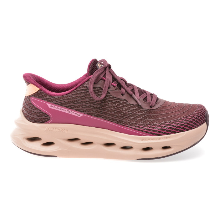 Pantofi sport SKECHERS visinii, MAX CUSHIONING GLIDE-STEP, din material textil