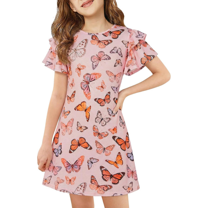 Girls Ruffle Sleeve Dresses