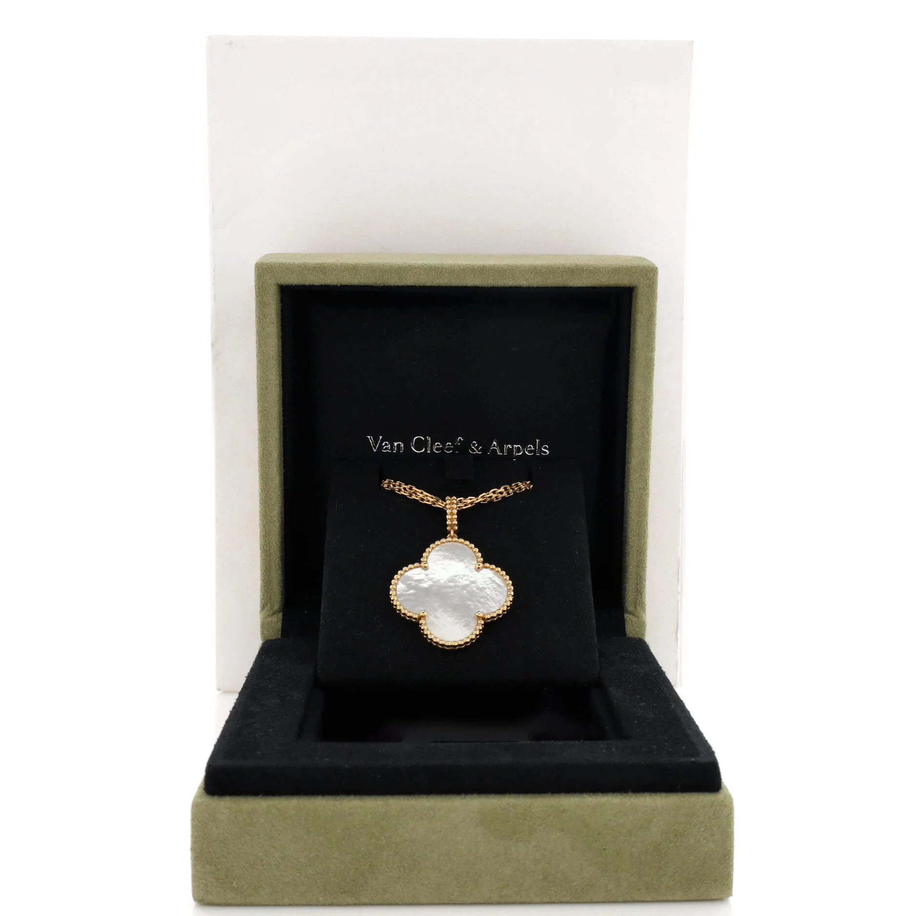 Magic Alhambra Long Necklace 18K Yellow Gold and Mother of Pearl