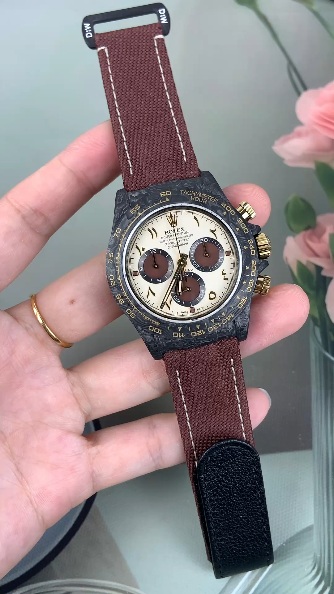 Rolex Daytona DIW Desert Eagle Arabic Carbon Fiber Customised Cream Dial 40 mm