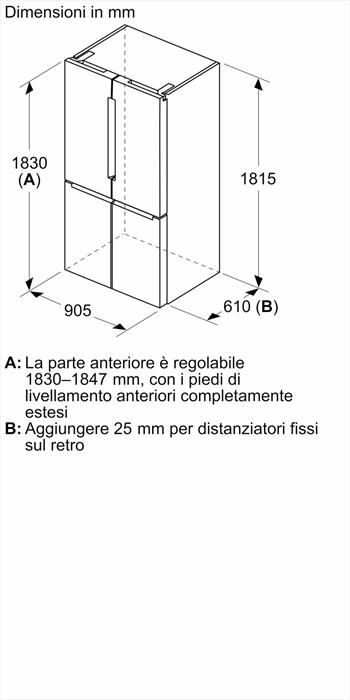 BOSCH - Frigorifero Multidoor KFN96VPEA Classe E 183x91 cm-Acciaio anti-impronta