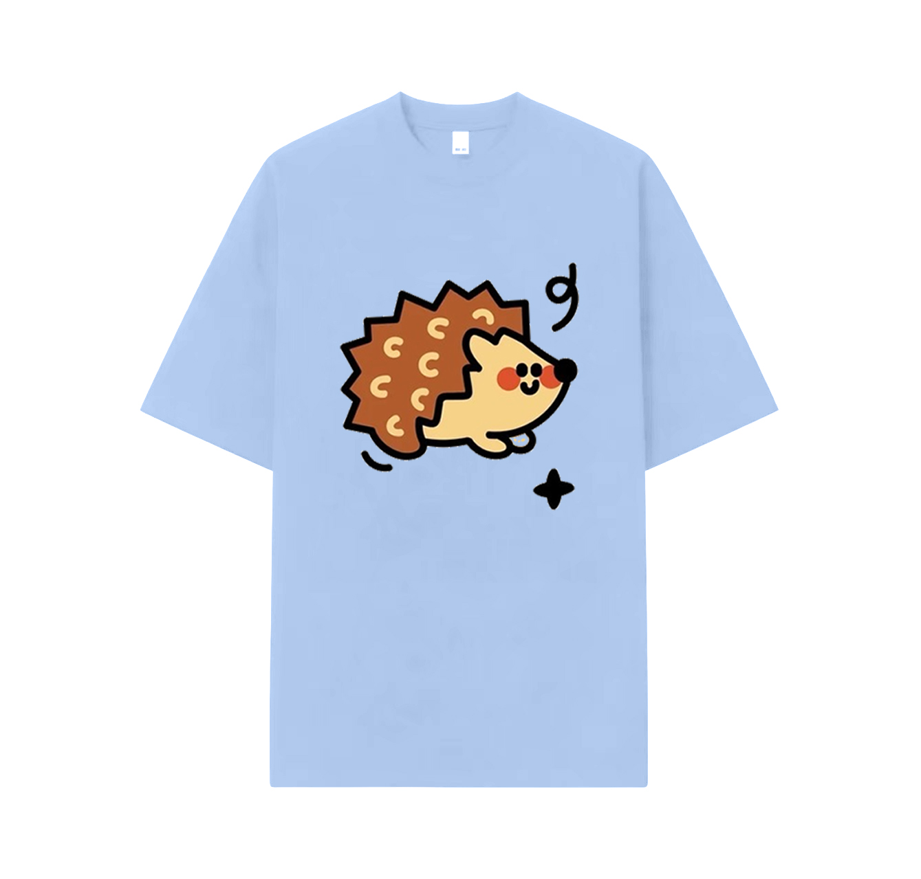 A cute short-sleeved shirt featuring a little hedgehog print—an essential item for your summer wardrobe.