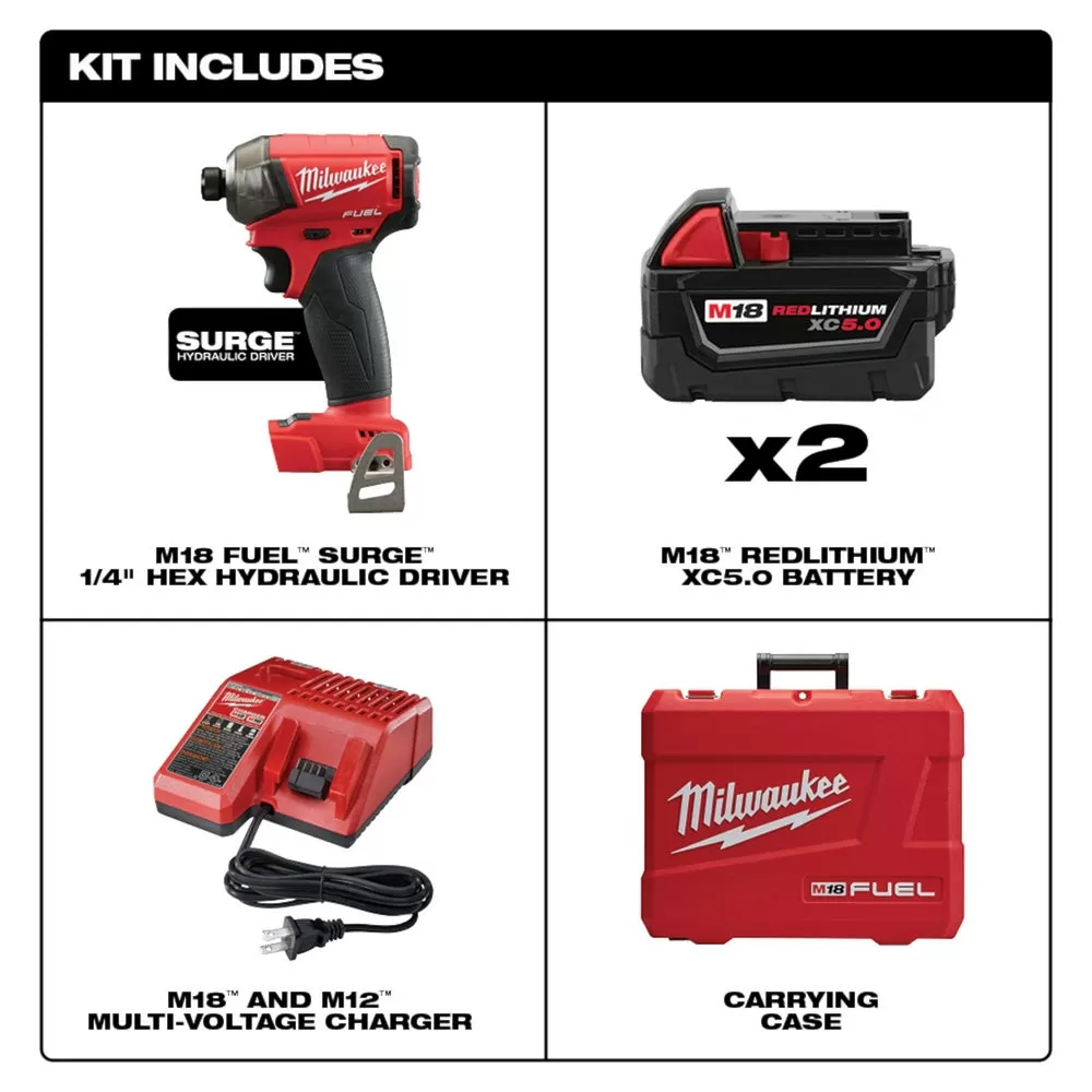 Milwaukee Pre-Sale 2760-22 M18 FUEL 18V 1/4 in. Hex Hydraulic Impact Driver Tool Kit