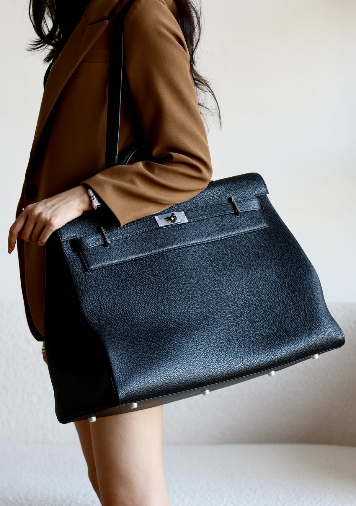 Hermès Kelly50 relax black TOGO silver buckle customization by top masters