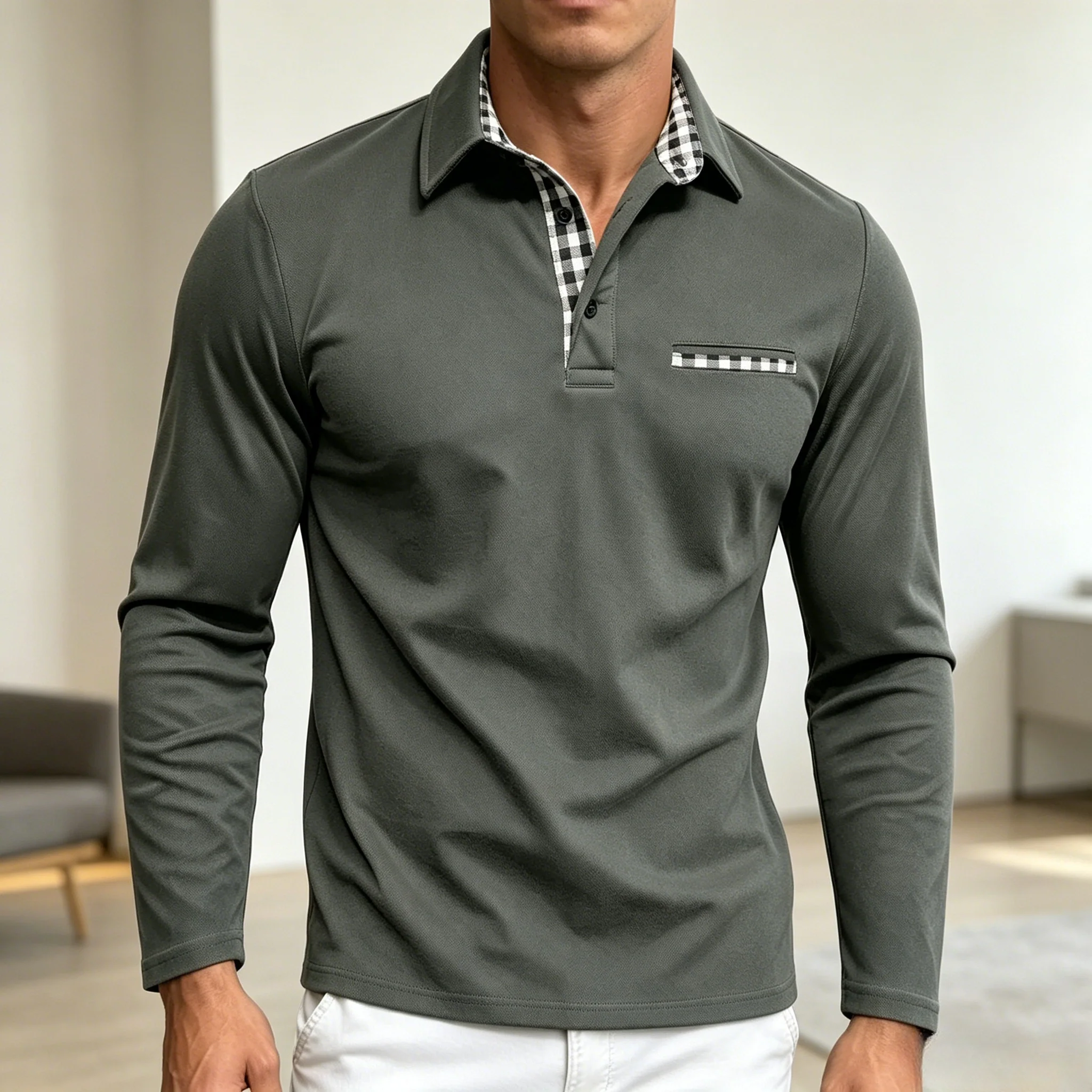 Mivanity Men's Slim Fit Long Sleeve Polo Shirts