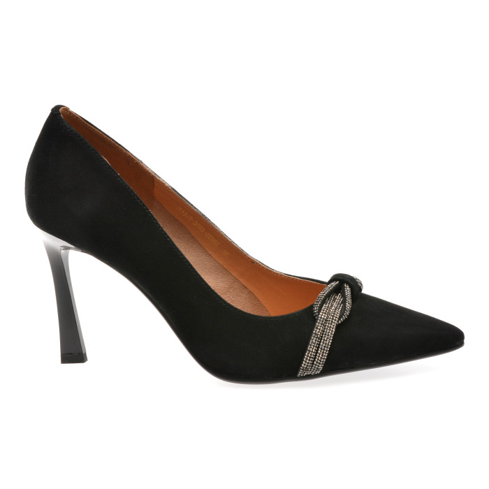 Pantofi eleganti EPICA negri, 4F3373, din piele intoarsa