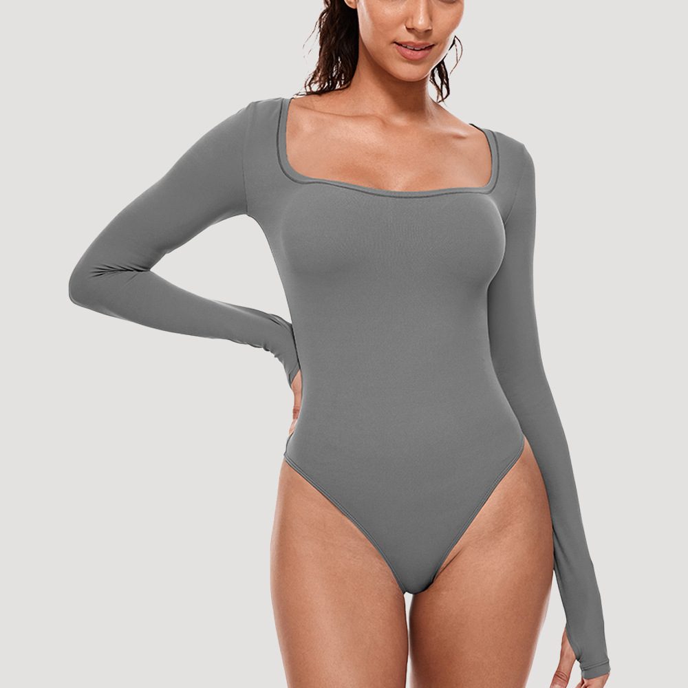 European and American style women's yoga bodysuit, long-sleeved, sexy, tight-fitting, sports fitness all-in-one training bodysuit