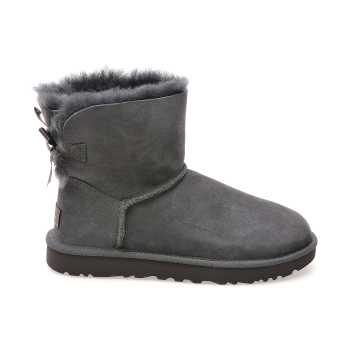 Ghete UGG gri, MINI BAILEY BOW II, din piele intoarsa