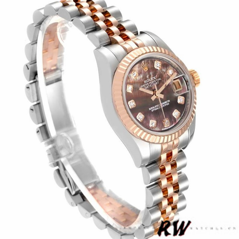Rolex Datejust 179171 Black Mother of Pearl Diamond Dial 26MM Lady Replica Watch