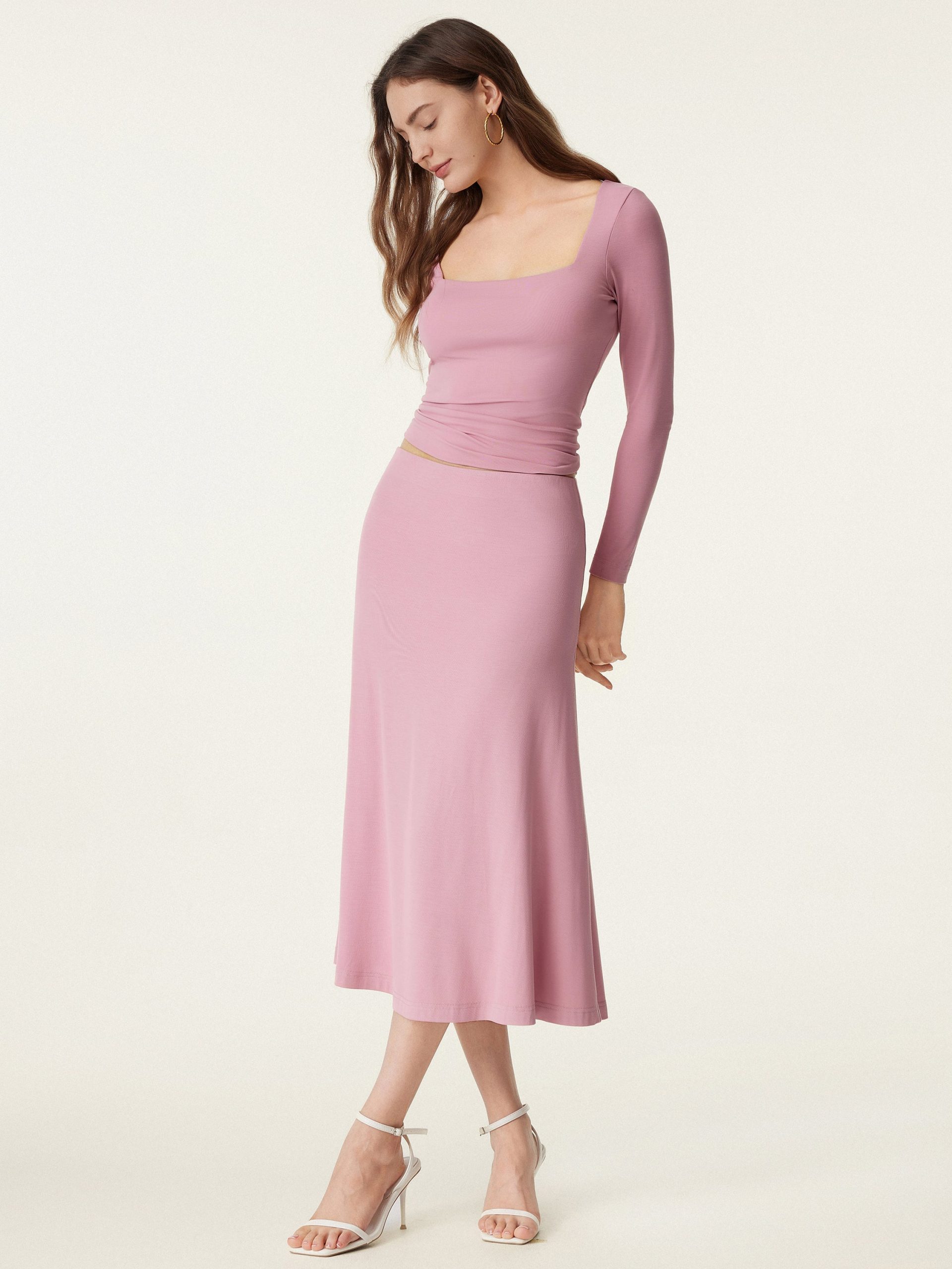 Breezy Pull-on Mermaid Midi Skirt