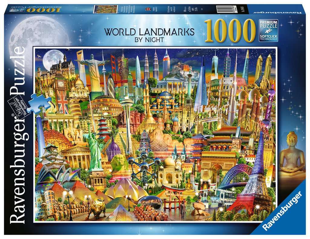 World Landmark By Night 1000 Piece Puzzle
