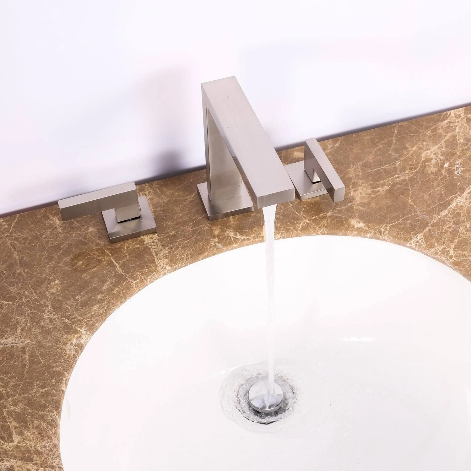 Eviva Sleek 2 Handles 3 Holes Brushed Nickel Bathroom Sink Faucet