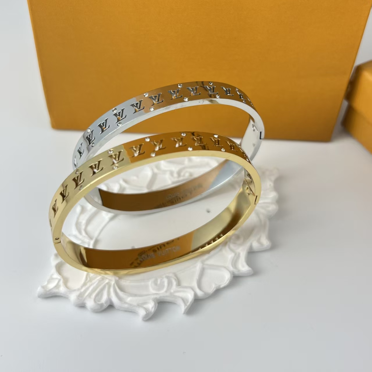 V-Gold and Silver Bangle