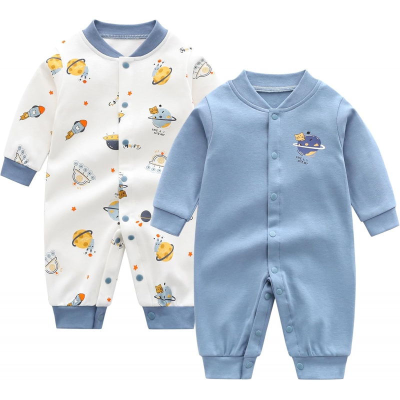 VAELIRAEL Newborn Baby Boys 2 Pack Cotton Romper