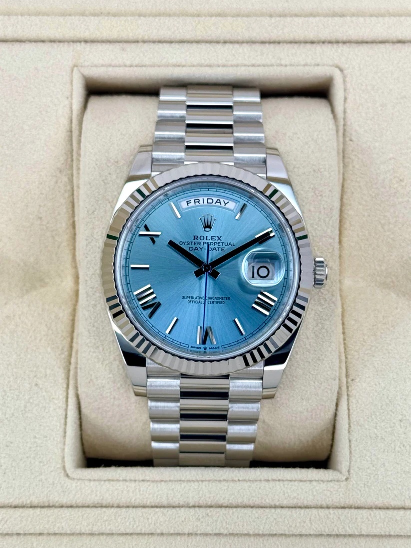 【Super Clone】RLX  Day-Date "President" 40mm Platinum Ice Blue Roman Dial - 228236