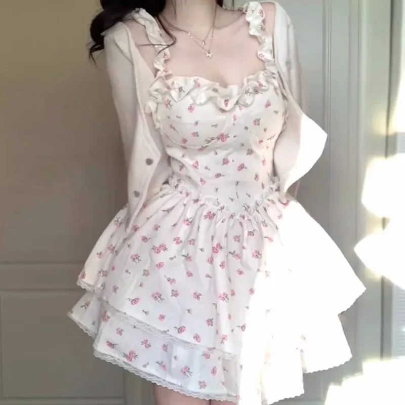 Puffy Sleeve Short Dress Women’s Gentle Style Floral Print Mini Dress Summer New Arrival Korean Version Pure Desire Breeze