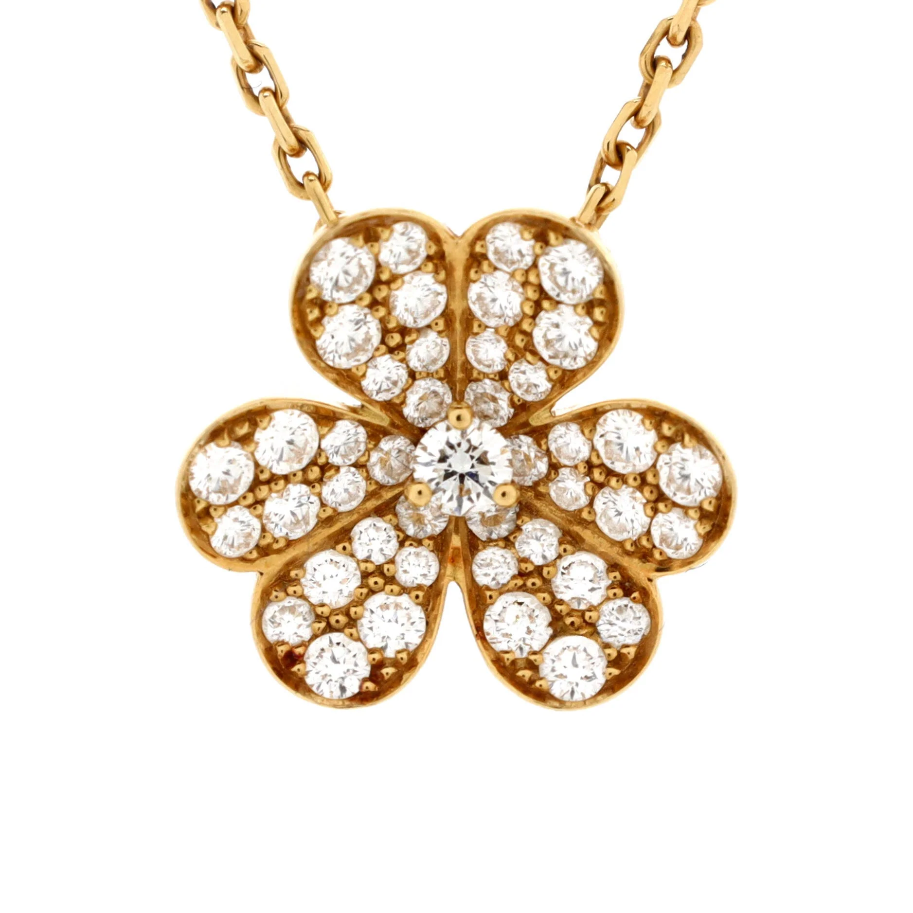 Frivole Pendant Necklace 18K Yellow Gold with Pave Diamonds Small