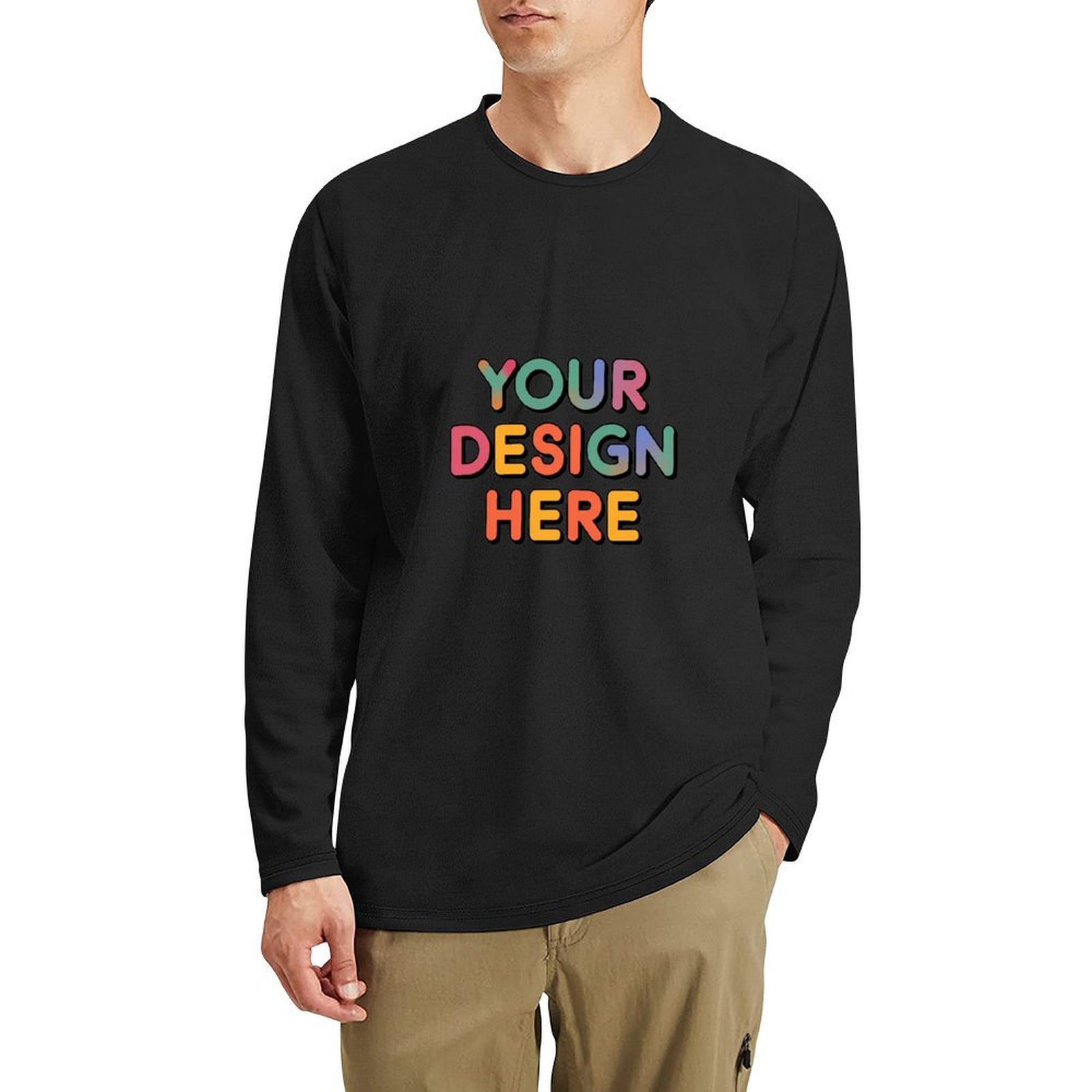 Customized Men’s Unique Design Long Sleeve Cotton T-Shirt