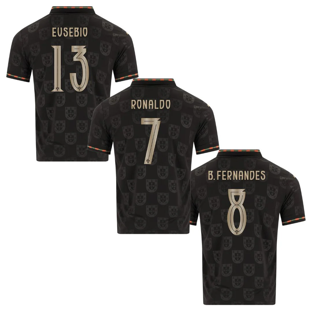 Portugal Fan Jersey Black Panther 2025/26 - #7 Ronaldo, #13 Eusebio, #8 B. Fernandes