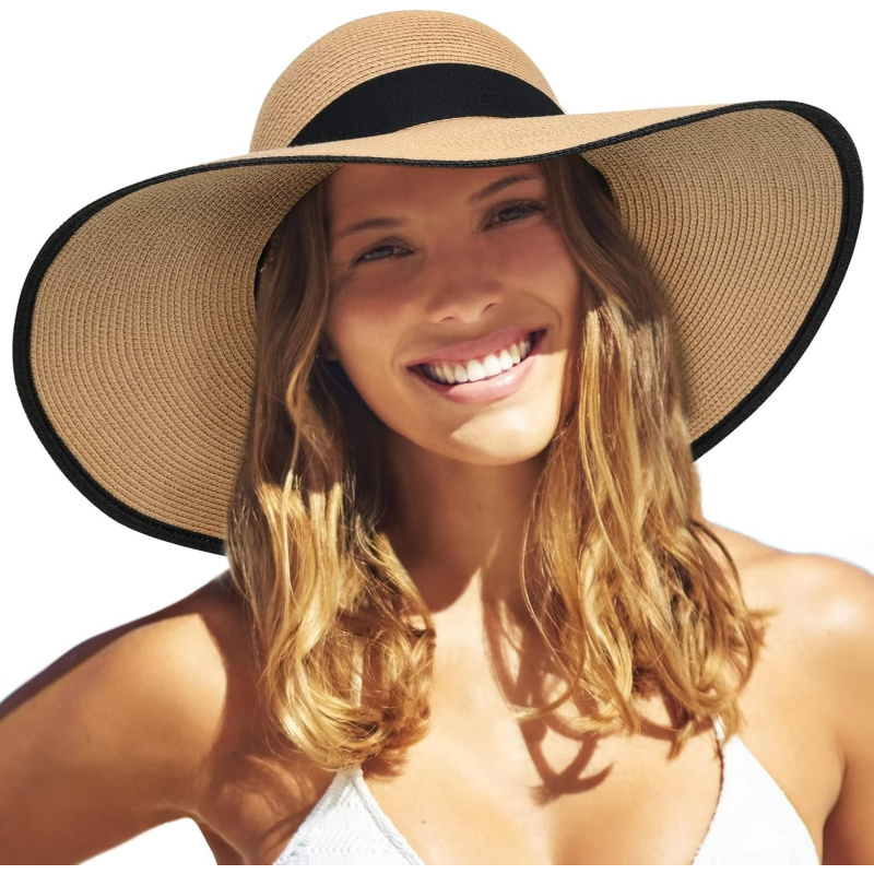 Women's Sun Straw Hat Wide Brim UPF 80