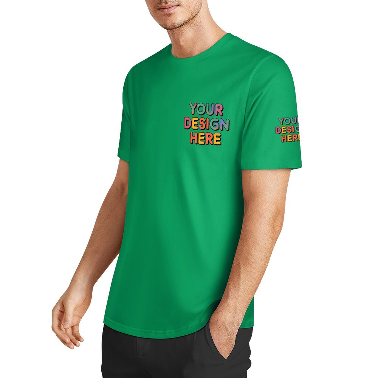 Personalized Custom Men’s Essential Summer T-Shirt with Chest and Sleeve Print