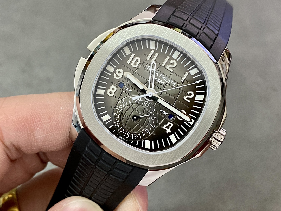 Replica Patek Philippe Aquanaut 5164A 001 Stainless Steel Dual Time 40mm Mens Watch