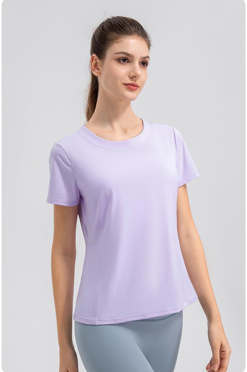 30D fine yarn women's summer loose yoga short-sleeved lightweight breathable running and fitness sports top