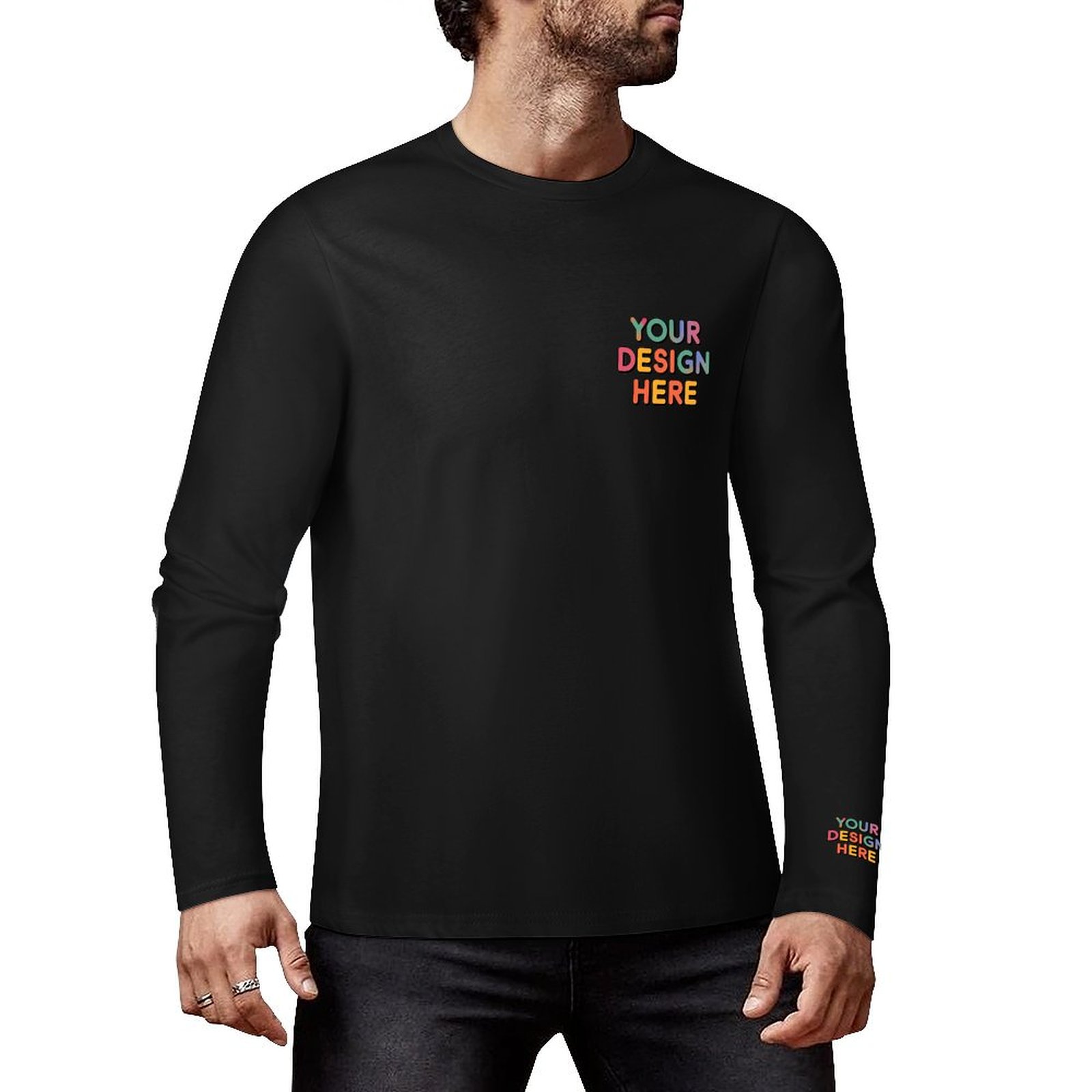 Custom Men’s Premium 160g Pure Cotton Long Sleeved T-Shirt