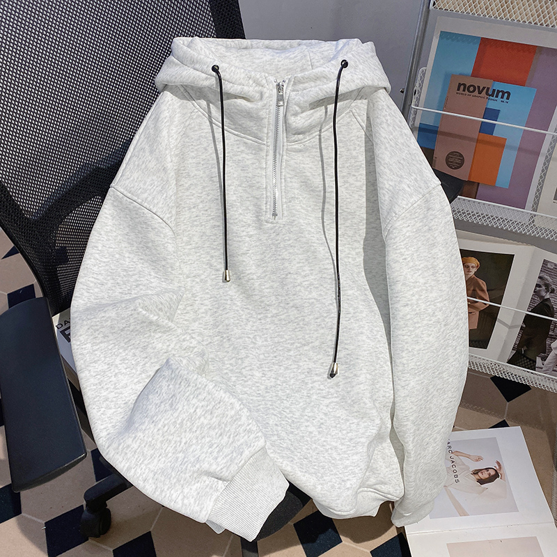 Thermal pure hoodie loose plus velvet tops