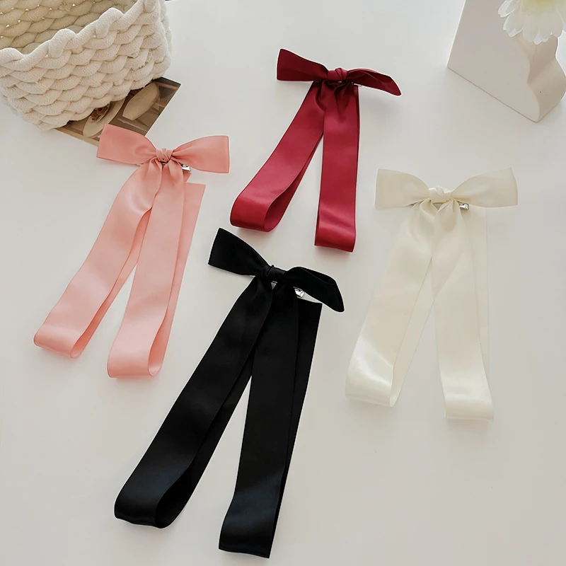 Long Ribbon Bownot Hairpin for Girl Braided Barrettes Hair Clips Porcelain Hanfu Tassels Headband Women’s Hair Accessories