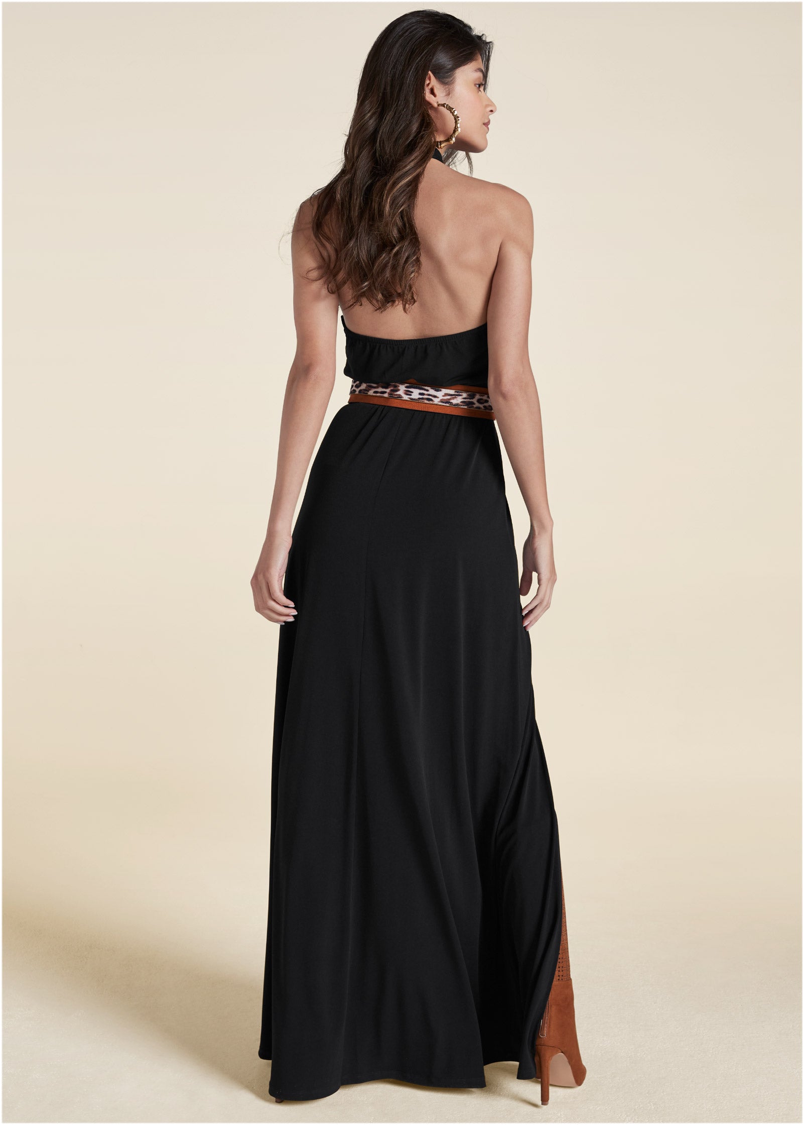 Cross Neck Halter Dress – Black